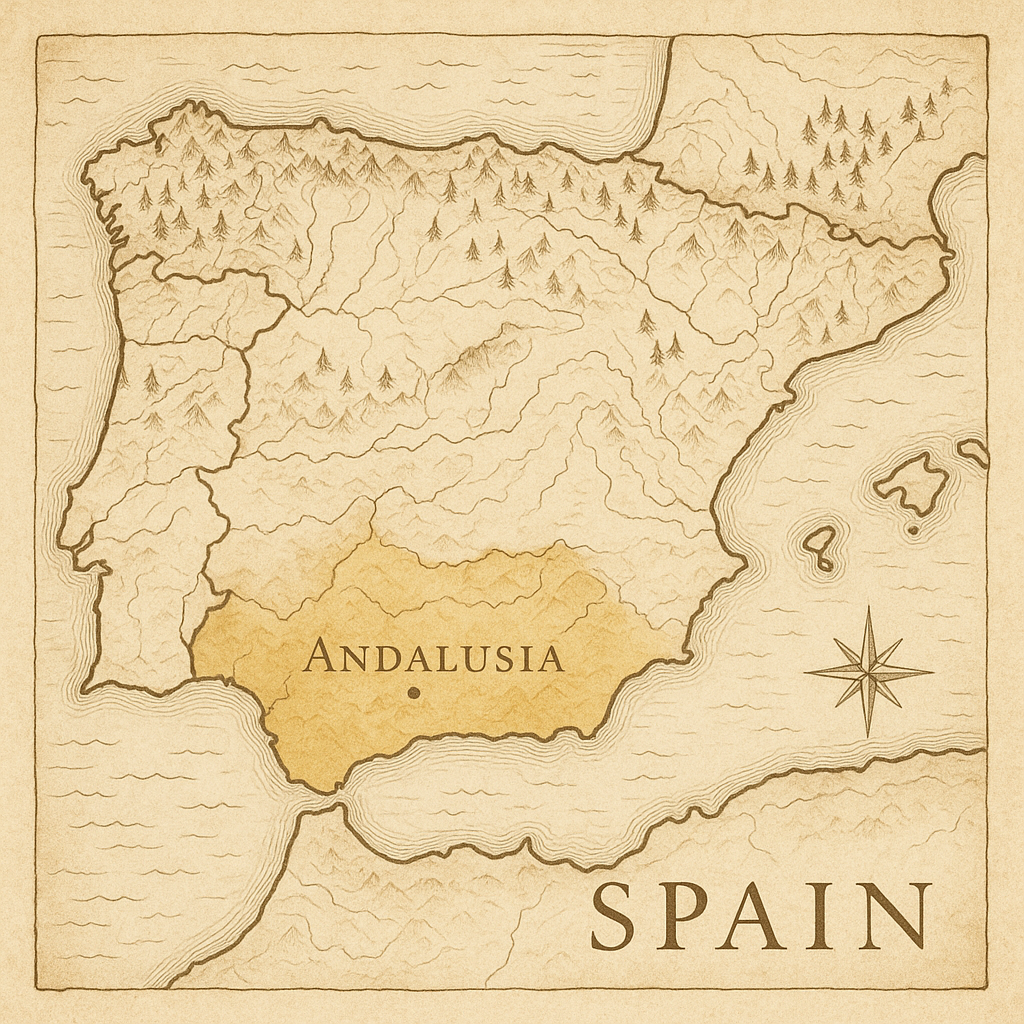 Map showing Andalusia, Spain