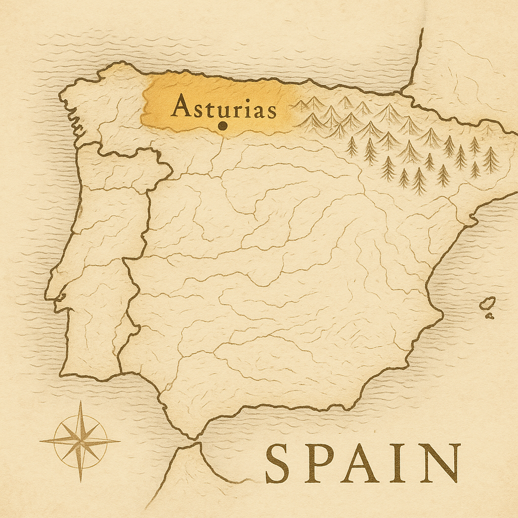 Map showing Asturias, Spain