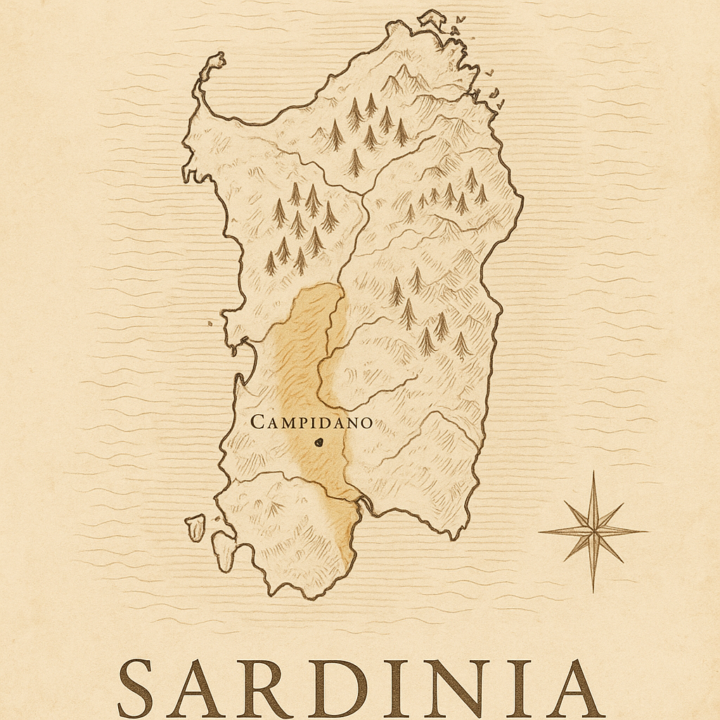 Map showing Campidano, Italy