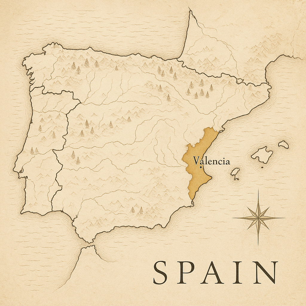 Map showing Valencia, Spain